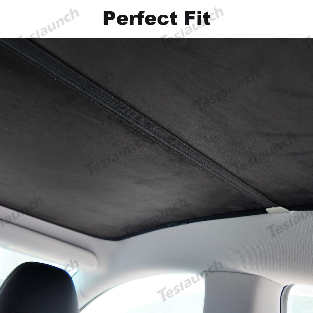 Alcantara Split Nano Ice Crystal Glass Roof Sunshade for Tesla Model Y Juniper 2025+ - Evooor