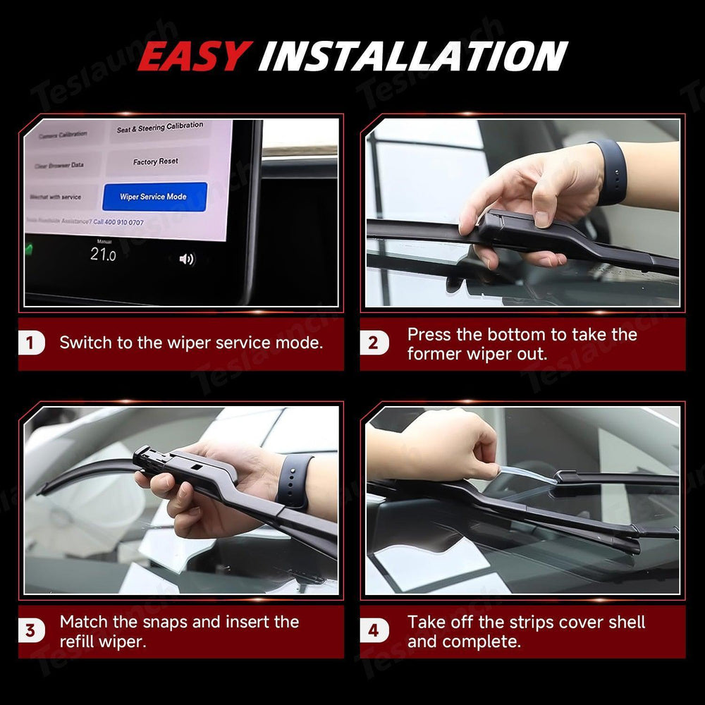 High-Quality 26"+20" Tesla Model Y 2020+ Frameless Windshield Wiper Blades Kit - Evooor