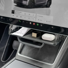 Under Central Control Screen Hidden Storage Box with Tray for Tesla Model Y Juniper 2025+ - Evooor