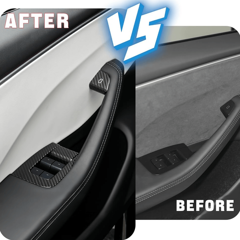 Highland 2024+ Tesla Model 3 Carbon Fiber Window Switch Cover Trim Set (10 Pieces) - Evooor