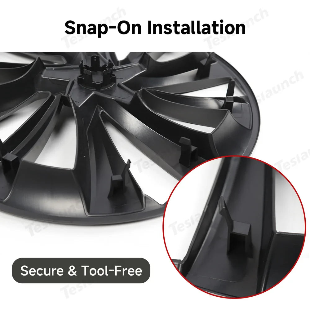 Turbine Style 19'' Crossflow Wheel Covers for Tesla Model Y 2025+ - Set of 4 Hubcaps - Evooor