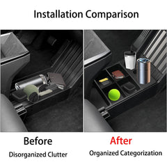 Split Lower Center Console Storage Tray Organizer with Cup Holder for Cybertruck - Evooor