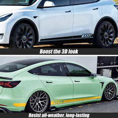 Custom Side Skirt Decal Sticker Set for Tesla Model 3/Y/S/X, Racing Stripe Design for Car Body Customization - Evooor
