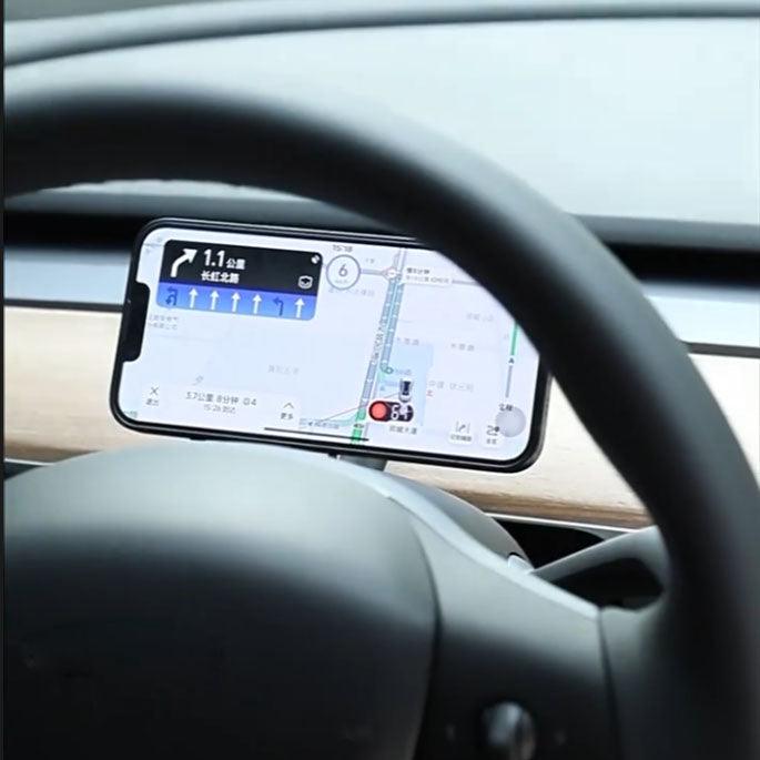 Magnetic Wireless Charger Mount for Tesla Model 3/Y | Magsafe Steering Wheel Phone Holder with Fast Charging (2017-2024) - Evooor