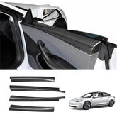 Highland 2024+ Tesla Model 3 Carbon Fiber Door Upper Overlay Covers Set - Front & Rear (4 Pieces) - Evooor