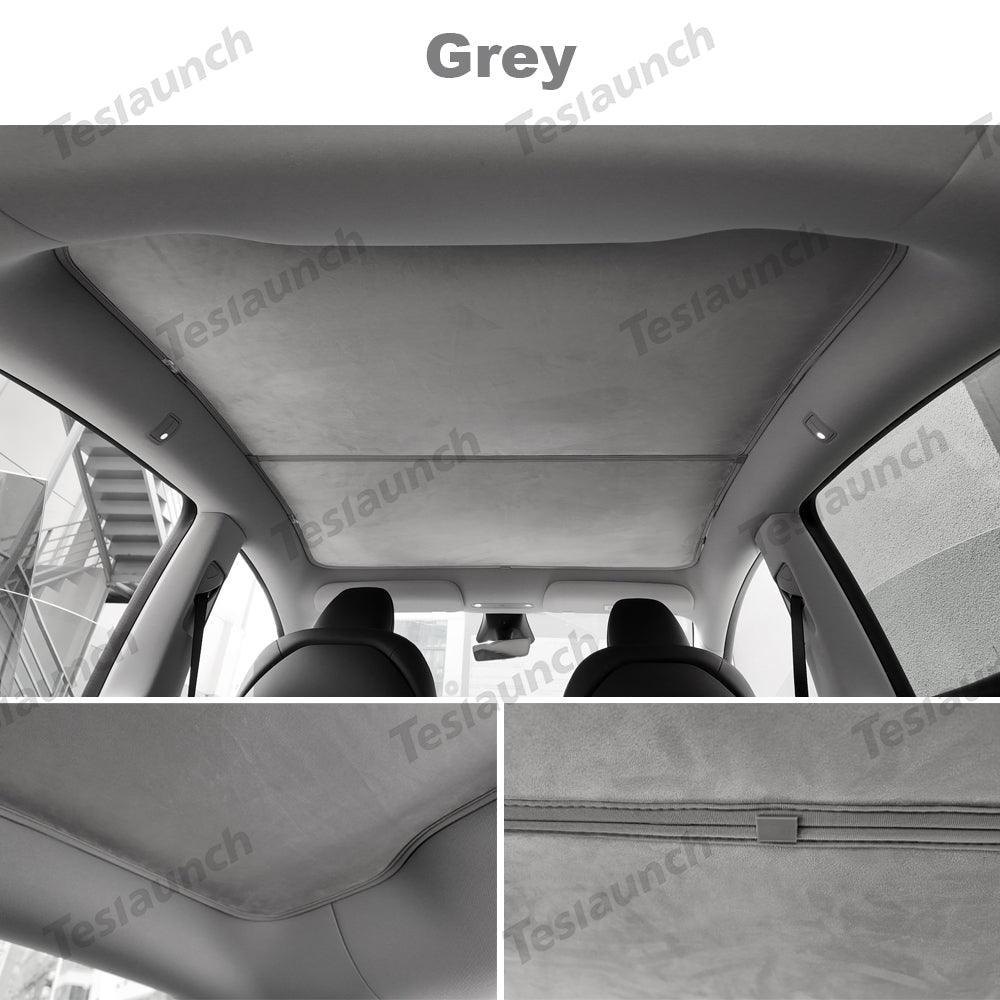 Alcantara Split Nano Ice Crystal Glass Roof Sunshade for Tesla Model Y Juniper 2025+ - Evooor