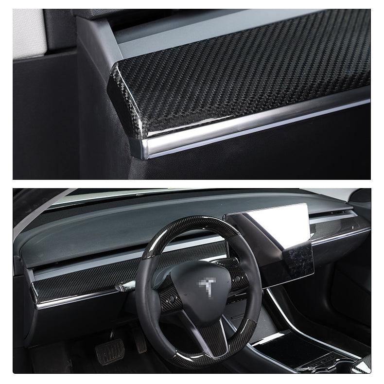 High-Quality Real Carbon Fiber Dashboard Cover for Tesla Model 3/Y - Center Console Cap for Enhanced Style and Protection (2017-2023) - Evooor