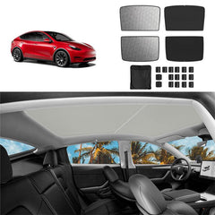Tesla Model 3/Y Roof Sunshade Front & Rear Top Windows Reflective Silver Coated Sun Shade - Evooor