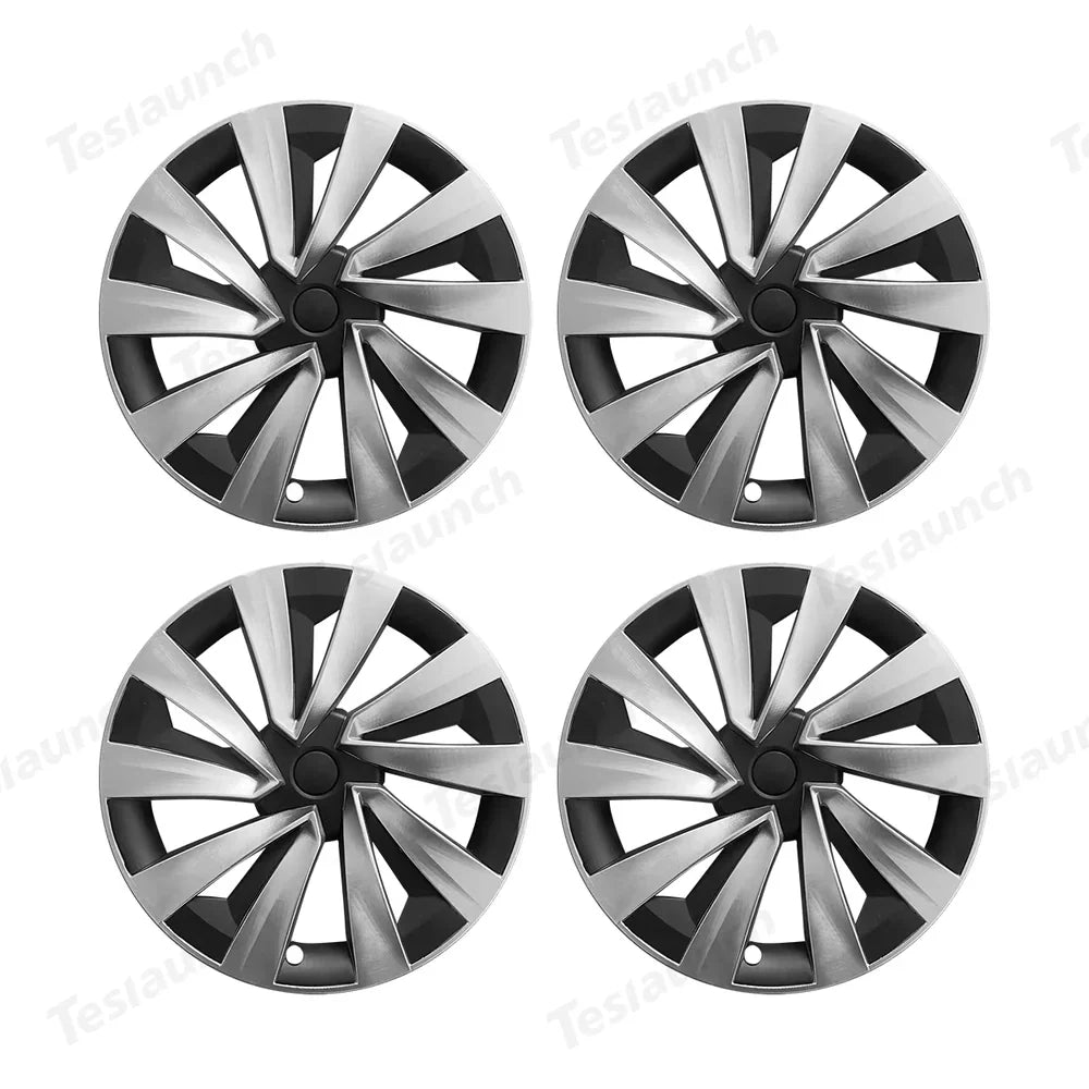 Set of 4 High-Quality 19'' Crossflow Wheel Covers Compatible with Tesla Model Y 2025+ - Sleek Helix 2.0 Design - Evooor