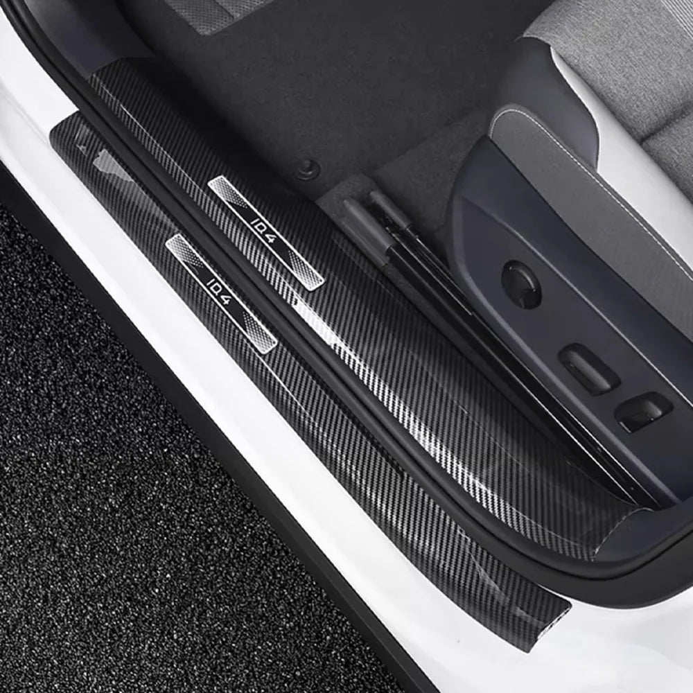 Leather Carbon Fiber Texture Door Sill For VW ID.4 2021-2025 - Evooor