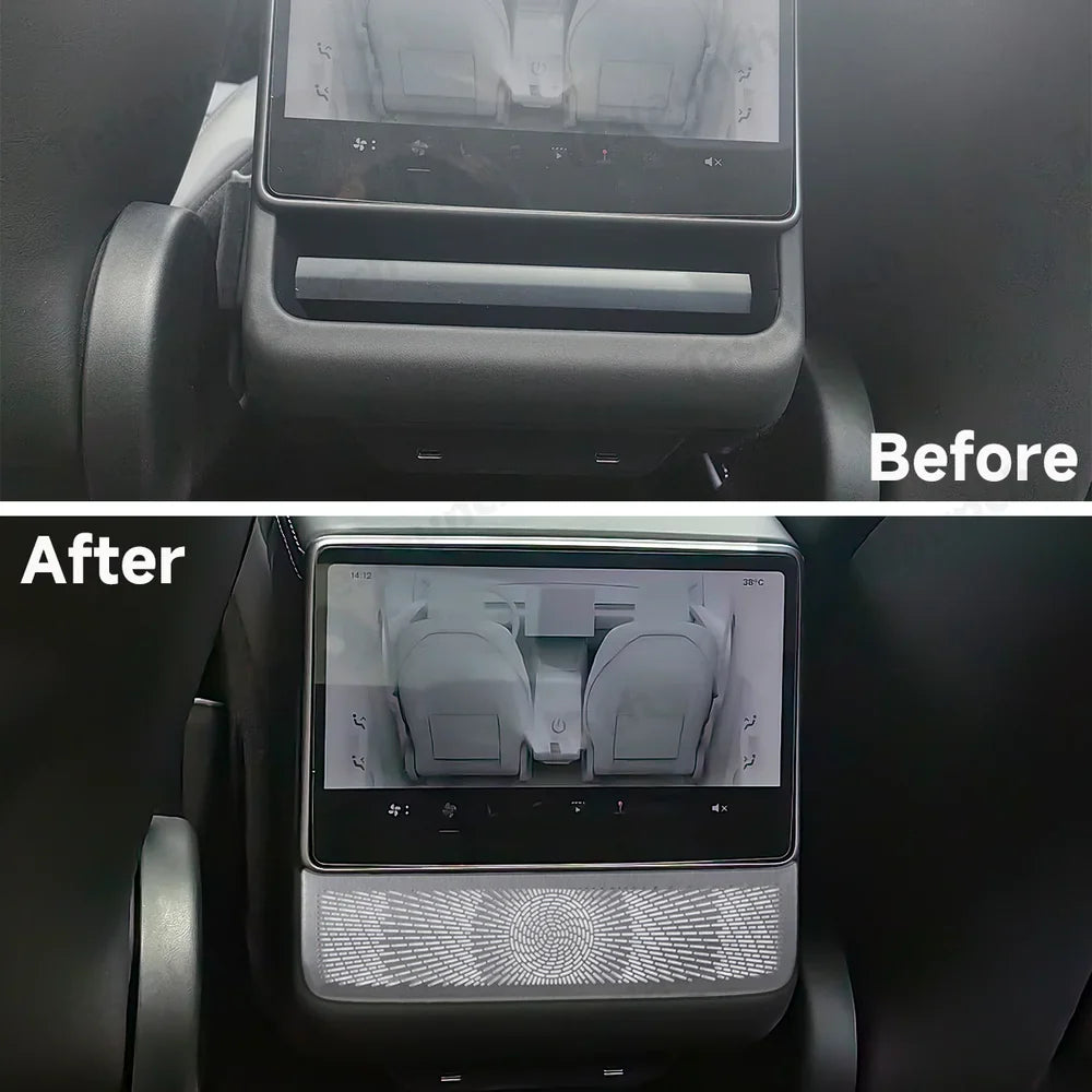 Premium Stainless Steel Rear Console Vent Cover - Compatible with Tesla Model Y - Enhance Interior with Juniper Finish - 2025+ Model Year Compatibility - Evooor