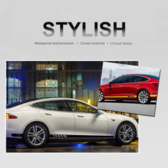Custom Side Skirt Decal Sticker Set for Tesla Model 3/Y/S/X, Racing Stripe Design for Car Body Customization - Evooor