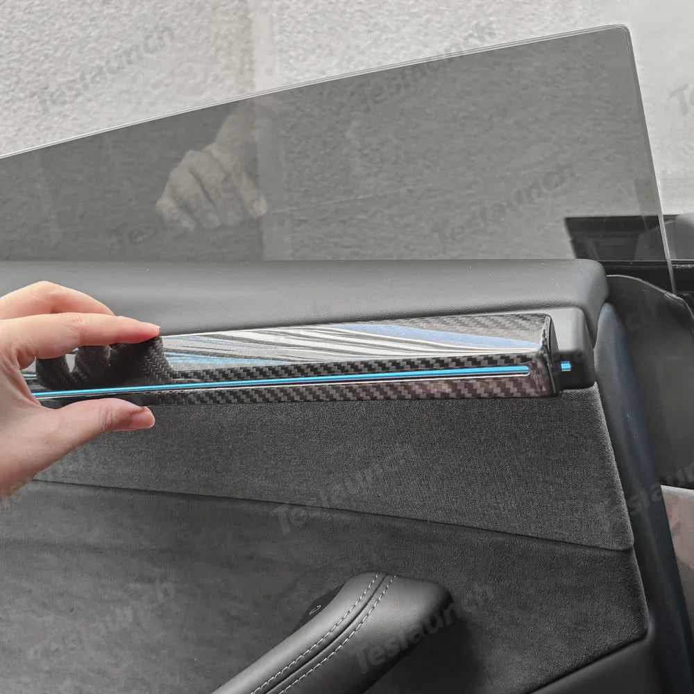 Glossy Carbon Fiber Door Panel Protectors for Tesla Model Y Juniper 2025+ (Set of 4) - Evooor