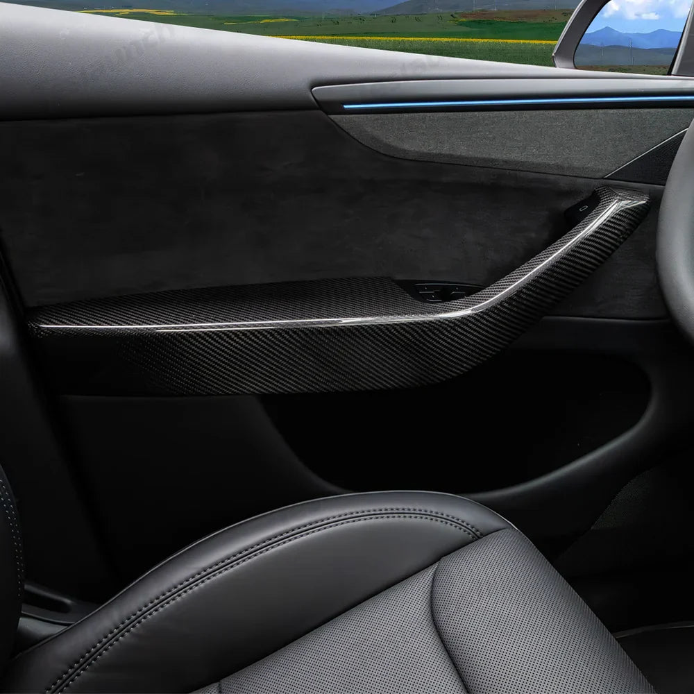 High-Quality Carbon Fiber Armrest Trims for Tesla Model Y Juniper 2025+ (Set of 4) - Evooor