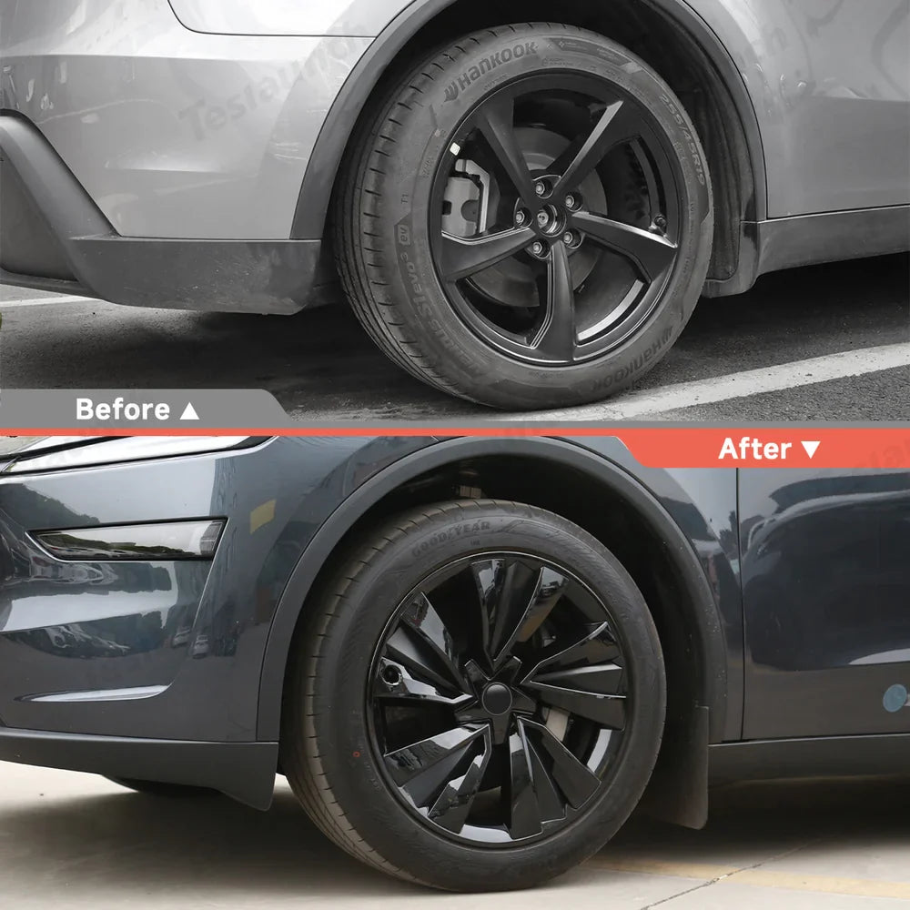 Turbine Style 19'' Crossflow Wheel Covers for Tesla Model Y 2025+ - Set of 4 Hubcaps - Evooor