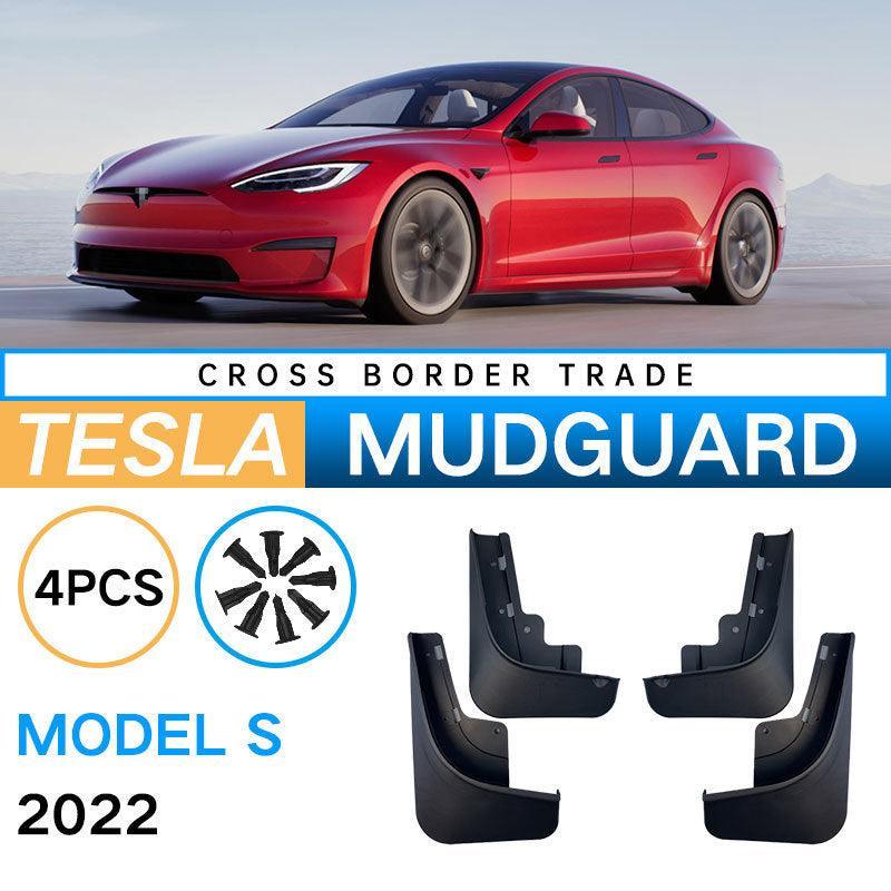 Tesla Model S Mud Flaps Custom Front Rear Mudguard Kit, No Drill Fender (2021-2023) - Evooor
