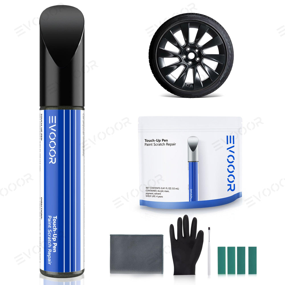 Model 3/Y/S/X Wheel Rims Touch Up Paint Kit for Tesla - DIY Curb Rash Repair with Color-matched Touch Up Paint - Evooor