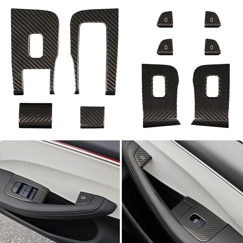 Highland 2024+ Tesla Model 3 Carbon Fiber Window Switch Cover Trim Set (10 Pieces) - Evooor