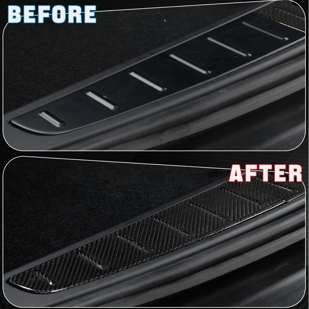 High-Quality Carbon Fiber Trunk Sill Protectors Set for Tesla Model X 2022 and Beyond - Evooor