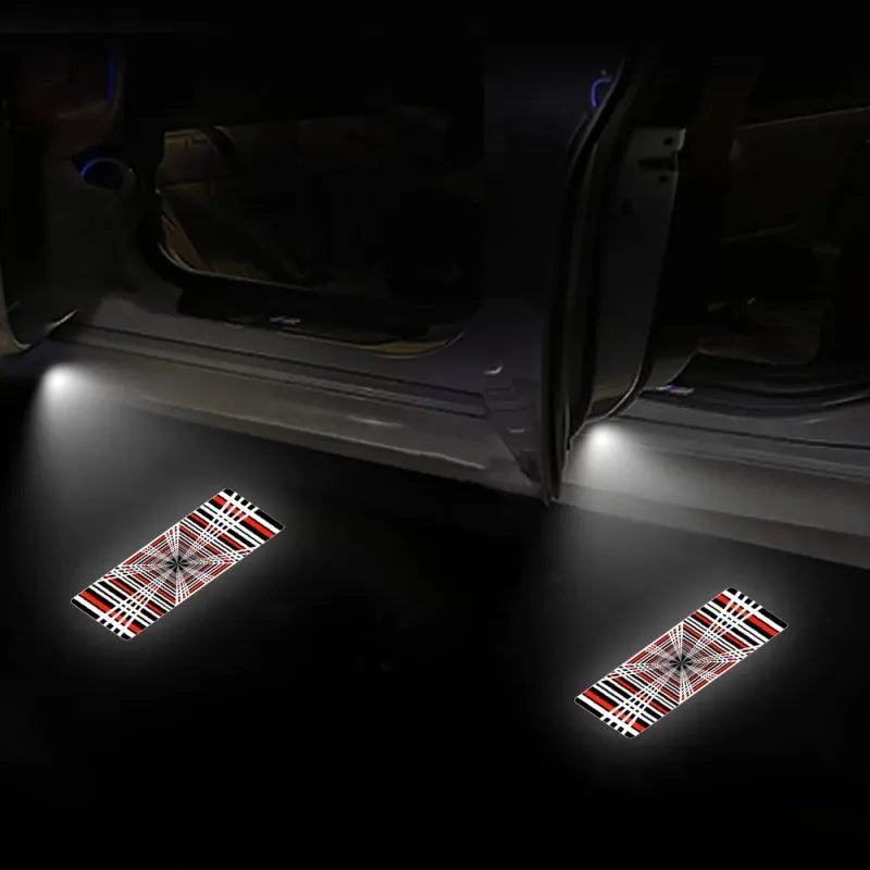 LED Plaid Projector Lights for Tesla Model 3 Y S X - Set of 2 Ultra-Bright Welcome Door Lamps - Evooor