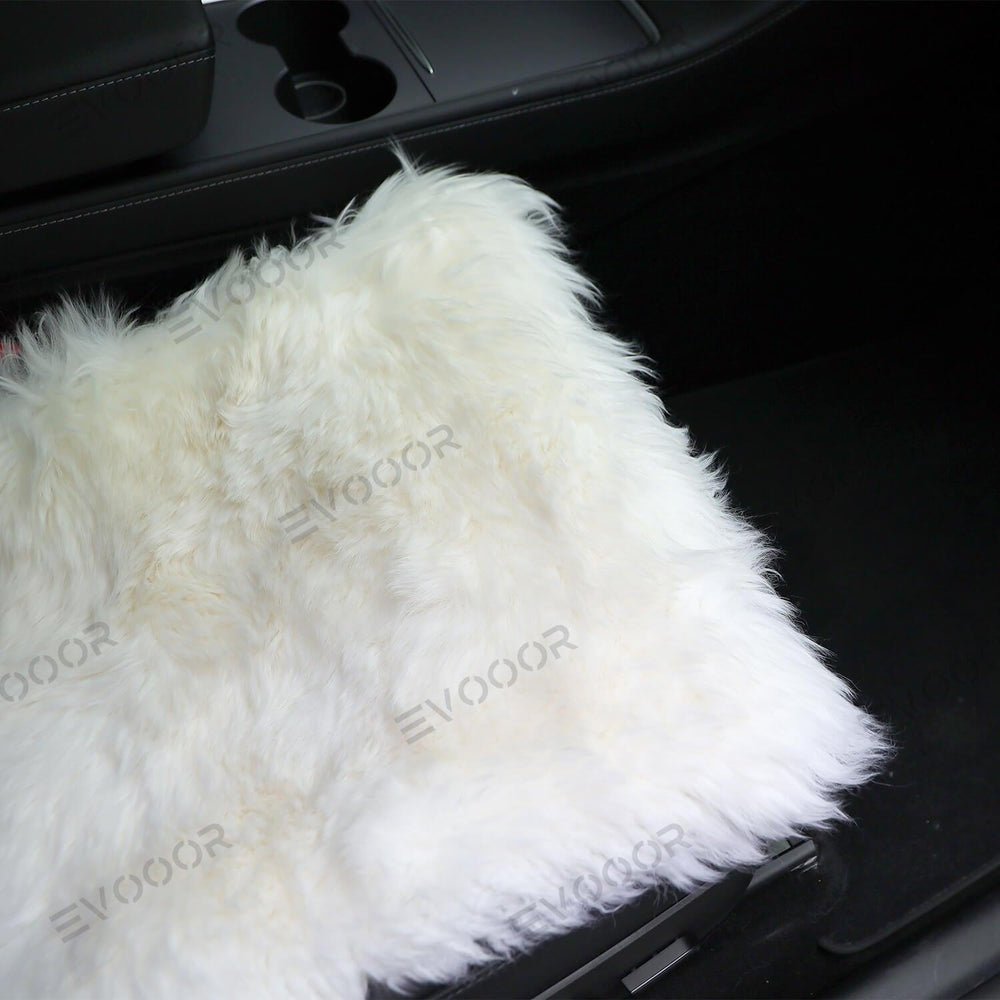 Faux Sheepskin Front Seat Covers Black/White For Tesla Model S/X/3/Y (2012-2023) 2PCS - Evooor