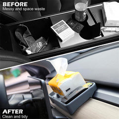Model 3/Y Center Console Organizer Tray, Dashboard Hidden Non-Slip Tissue Sunglasses Storage Box For Tesla(2017-2023) - Evooor