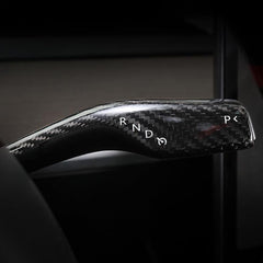 High-Quality Real Carbon Fiber Gear Shift and Turn Signal Stalk Covers for Tesla Model 3 and Model Y - 2 Pieces - Compatible with 2017-2023 Models - Evooor