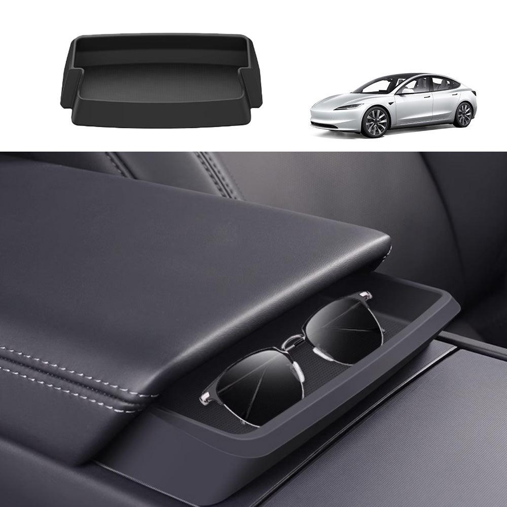 Tesla Model 3 Armrest Sunglasses Holder Organizer with Extra Storage Space - Evooor