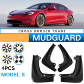 Premium Custom Mud Flaps Set for Tesla Model S 2016-2020 - Front and Rear Mudguards (4 Pieces) - Evooor