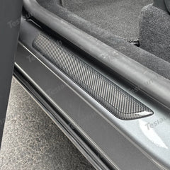 High-Quality Carbon Fiber Door Sill Guards Set for Tesla Model Y Juniper 2025+ (2 Pieces) - Evooor