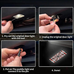 LED Plaid Projector Lights for Tesla Model 3 Y S X - Set of 2 Ultra-Bright Welcome Door Lamps - Evooor