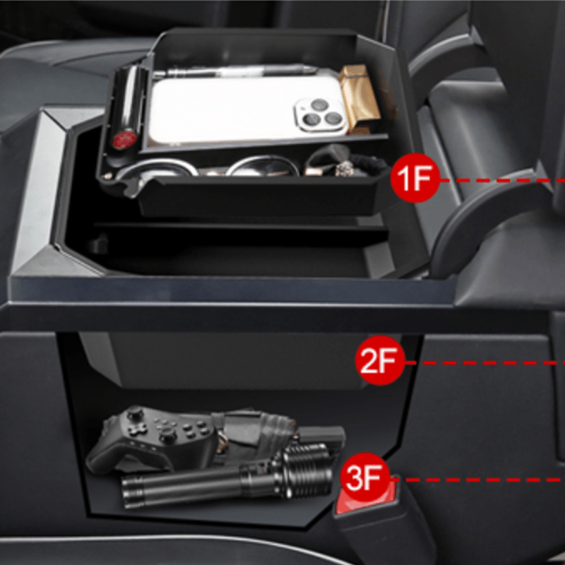 Double-layer Center Console Storage Tray Organizer Box for Tesla Cybertruck (2-pack) - Evooor