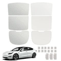 2023 Tesla Upgrade Built-In Reflective Sunroof and Rear Windshield Sunshade For Model Y / Model 3 - Lightweight Reflective Silver Coated Sun Visor - Evooor
