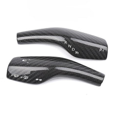 High-Quality Real Carbon Fiber Gear Shift and Turn Signal Stalk Covers for Tesla Model 3 and Model Y - 2 Pieces - Compatible with 2017-2023 Models - Evooor