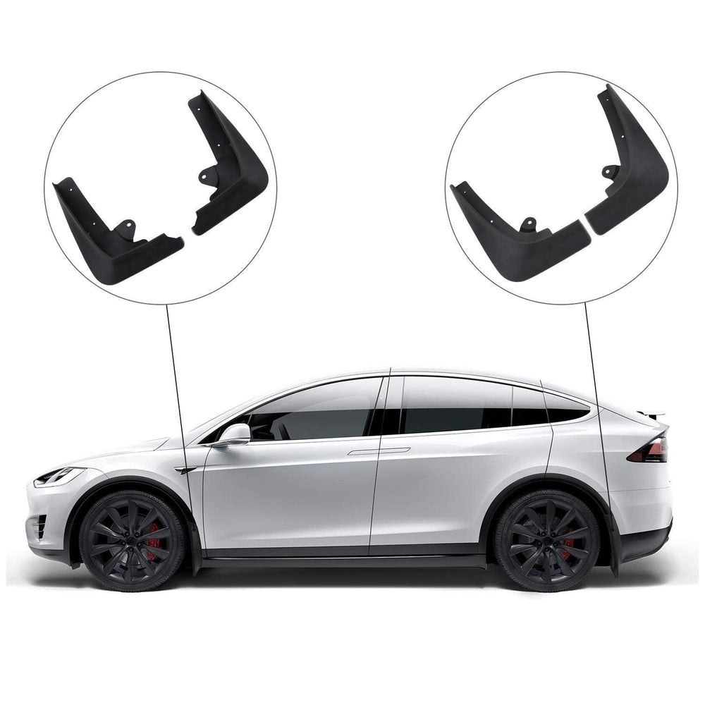 Durable Mud Flaps Set for Tesla Model X - 4 Pieces, Easy Installation (2015-2020) - Evooor