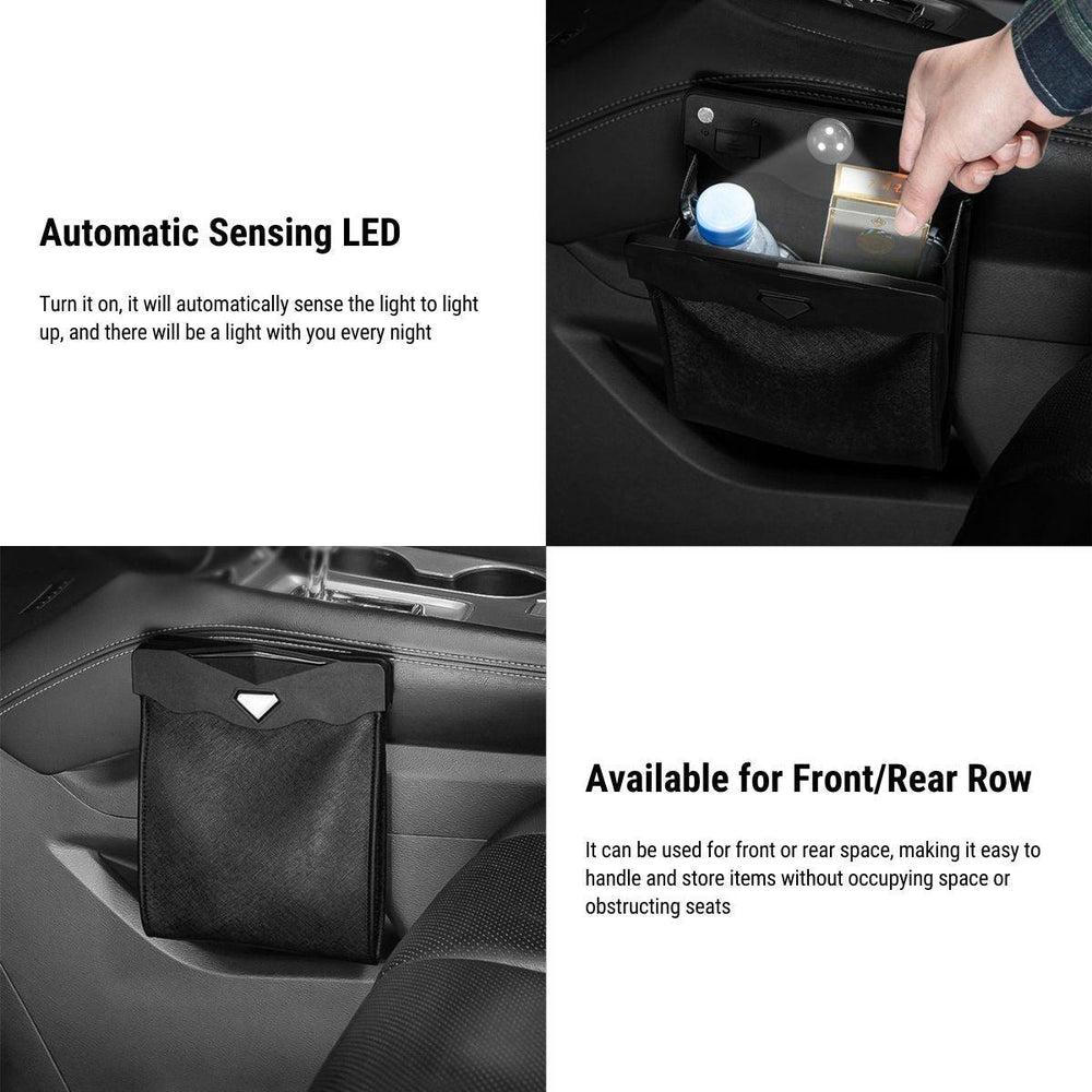 Durable LED Car Trash Can for Tesla Model 3/Y/X/S - Eco-Friendly Car Waste Bin - Evooor