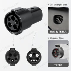 High-Power SAE J1772 to Tesla Charger Adapter for Model S/X/3/Y | 60Amp 250V AC | Level 1-2 Charging Stations | Type 1 Connector, Weatherproof IP54 - Evooor