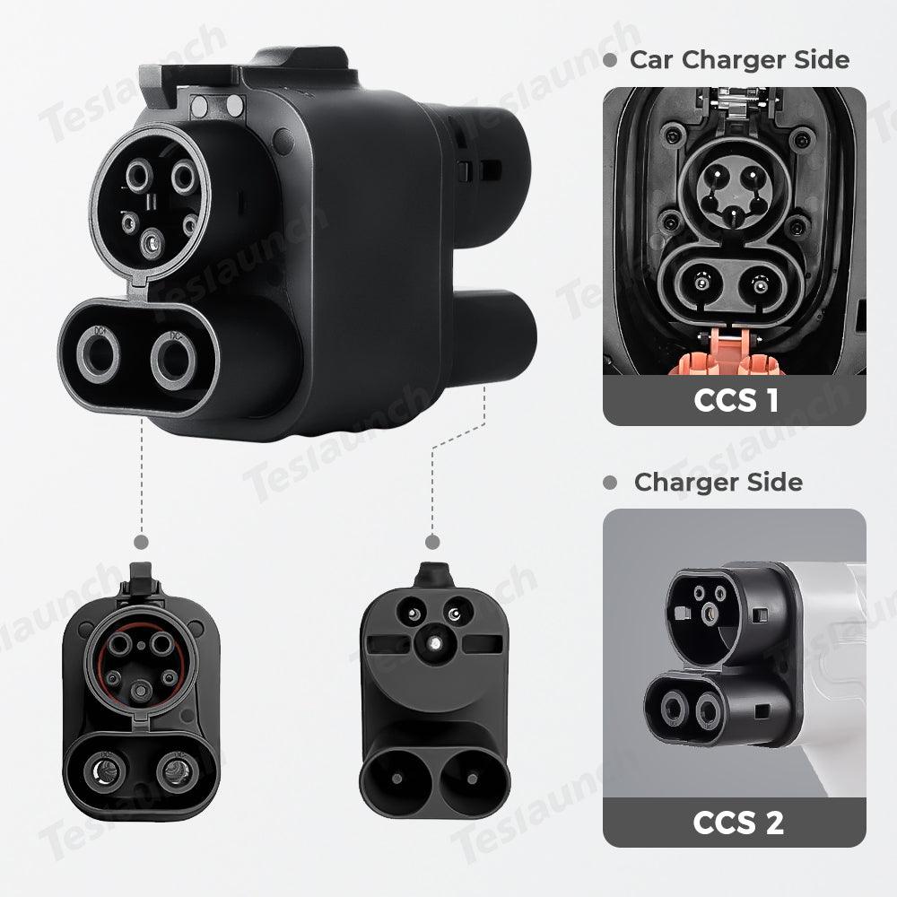 CCS2 Vehicle Charger to CCS1 EV Adapter for Fast Charging - Evooor