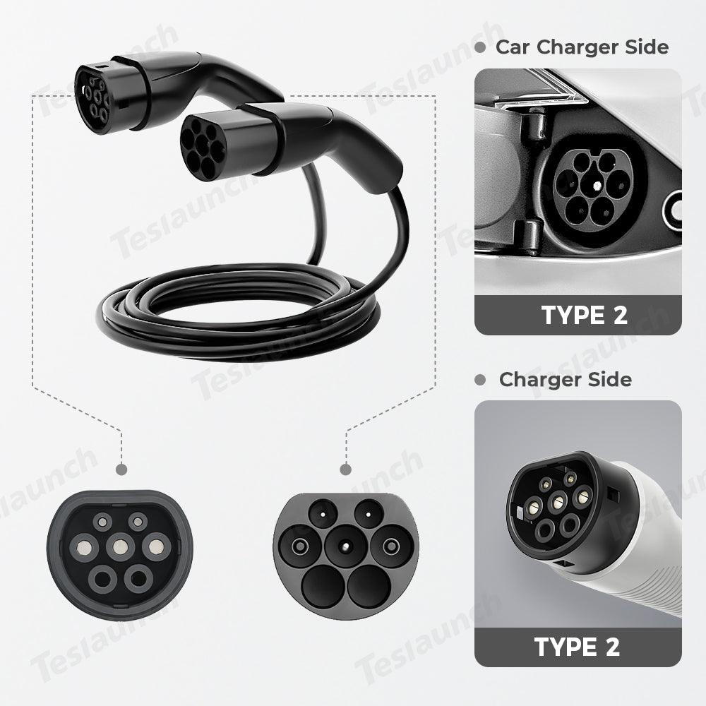 Electric Vehicle Charger Cable Type 2 Female to Type 2 Male Plug Adapter for Charging Station - IEC62196-Compatible EV Charging Cable - Evooor