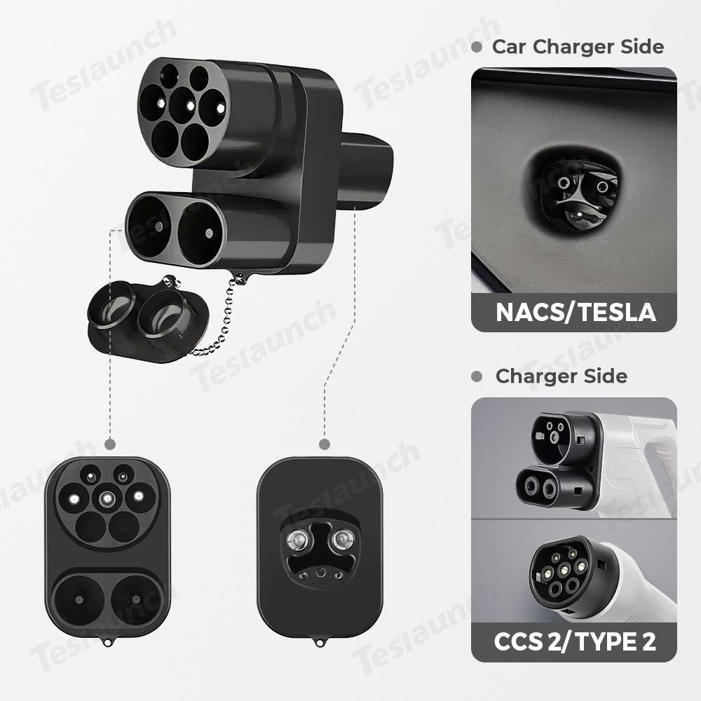 CCS2 to Tesla Model 3/X/Y/S AC+DC Charging Adapter - Electric Vehicle Charger Solution - Evooor