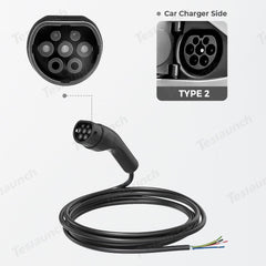 Premium Type 2 Extension Cable for IEC 62196 Electric Vehicle Chargers - Universal Compatibility - Evooor