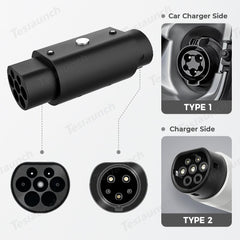 Electric Vehicle Charging Adapter for Type 2 to Type 1 Connection - Evooor