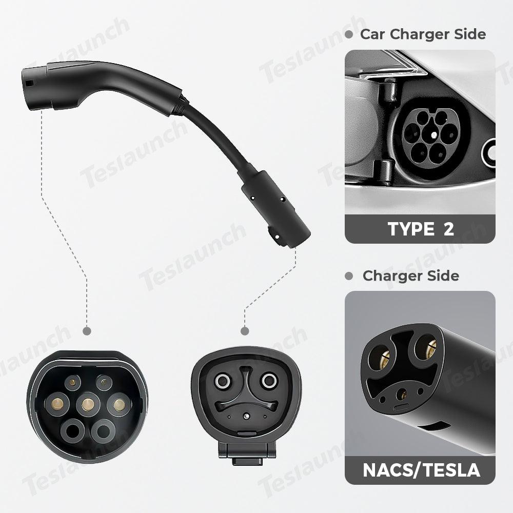 Electric Vehicle Type 2 Connector Cable Compatible with NACS and Tesla - Evooor