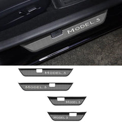 High-Quality Anti-Scratch Door Sill Guards Set for Tesla Model 3 - 2024+ (Front and Rear) - Evooor