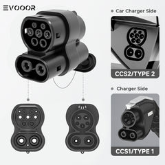 CCS1/Type 1 to CCS2/Type 2 Adapter EV Fast Charging Adapter (AC+DC)