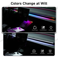 Interior LED Ambient Lights with App Control for Tesla 2024+ Model 3 Highland – Dashboard & Wireless Charging Frame - Evooor