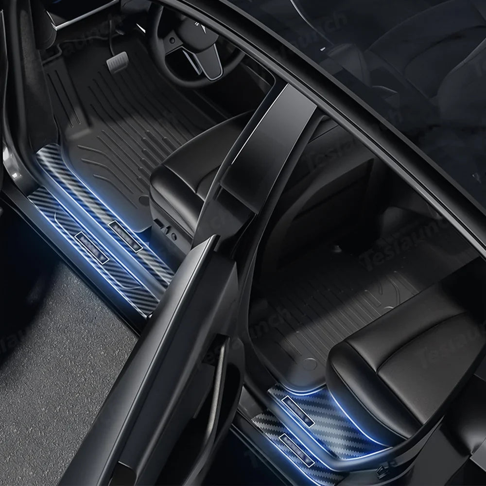 Tesla Model Y Juniper 2025+ 8-Piece Carbon Fiber Door Sill Guard Kit for Enhanced Protection - Evooor
