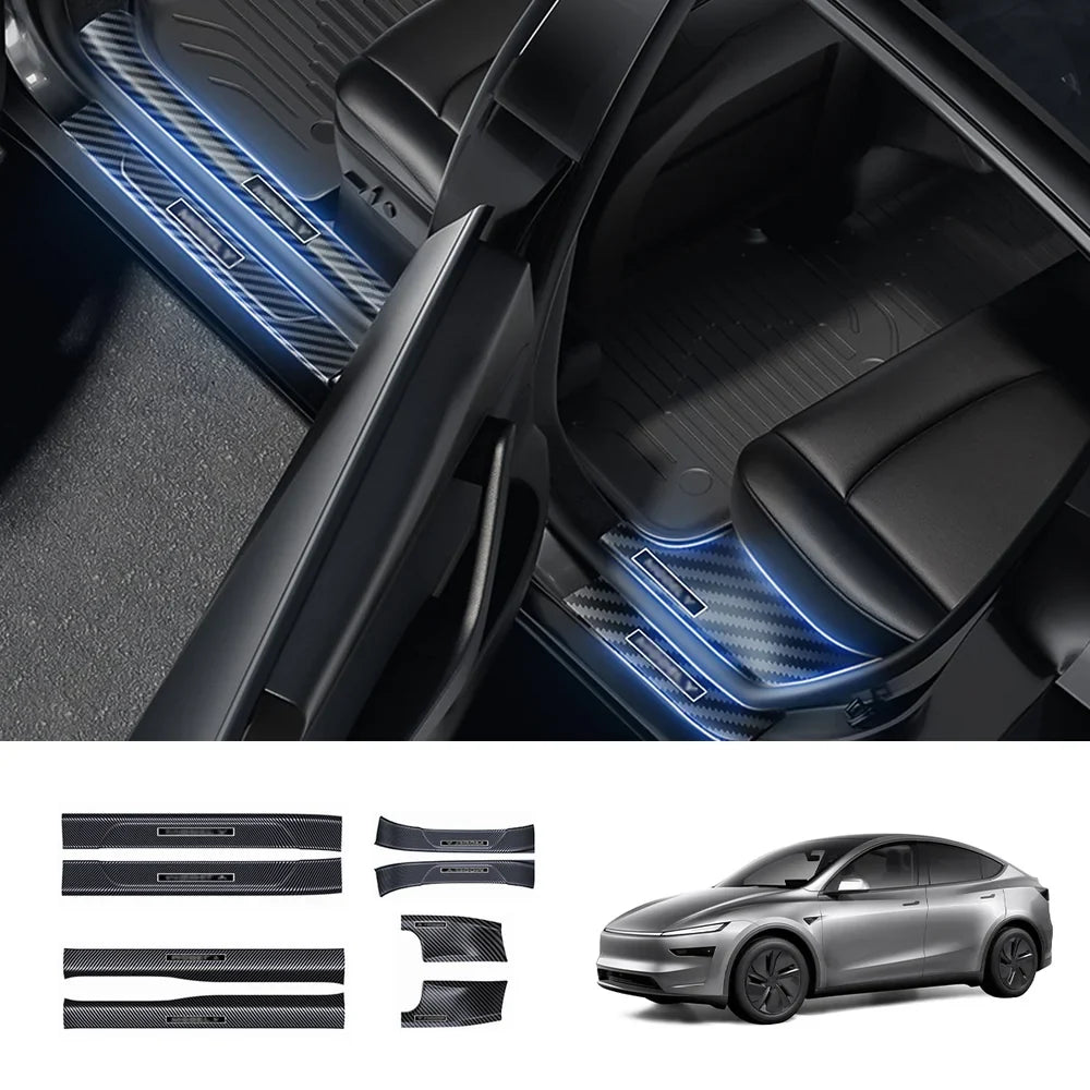 Tesla Model Y Juniper 2025+ 8-Piece Carbon Fiber Door Sill Guard Kit for Enhanced Protection - Evooor