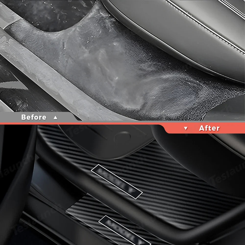 Tesla Model Y Juniper 2025+ 8-Piece Carbon Fiber Door Sill Guard Kit for Enhanced Protection - Evooor