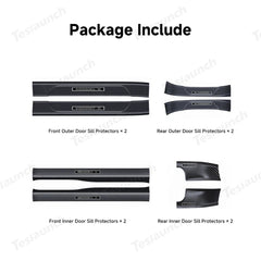 Tesla Model Y Juniper 2025+ 8-Piece Carbon Fiber Door Sill Guard Kit for Enhanced Protection - Evooor